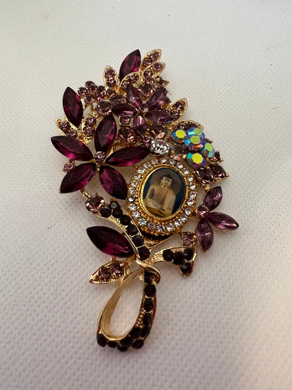 Purple Leaf-Shaped Brooch Pin